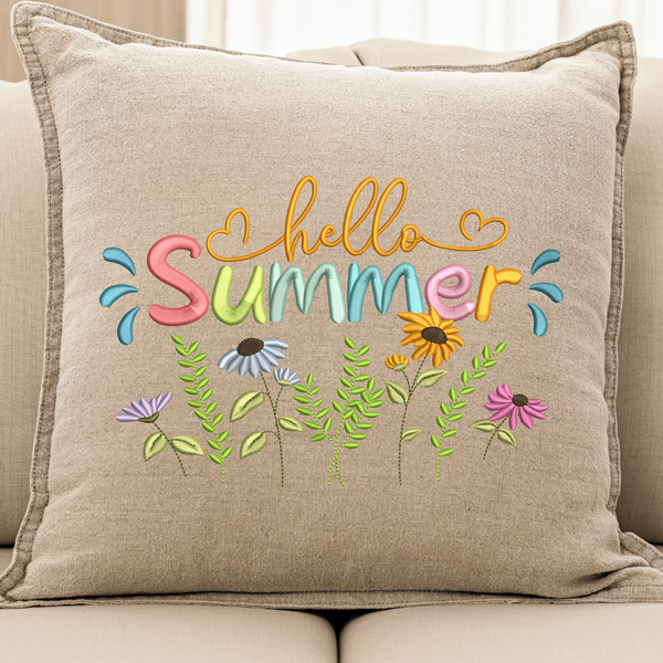 Hello Summer Embroidery Design