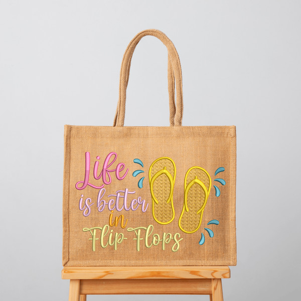Life is better in Flip Flops Embroidery Design