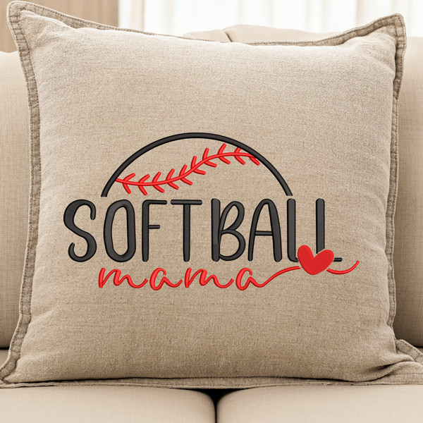 Softball Mama Embroidery Design