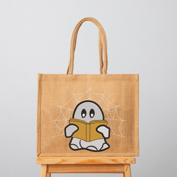 Cute Ghost Reading book Embroidery Desig