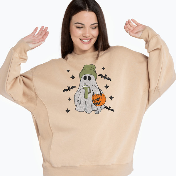 Cool Ghost with Tumbler Embroidery Design