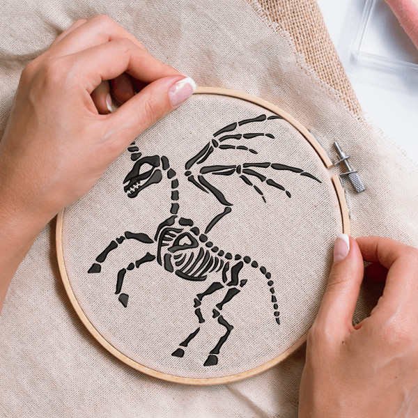 Unicorn Skeleton Embroidery Design