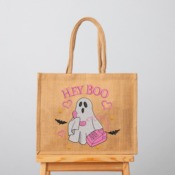 Hey Boo Ghost Embroidery Design