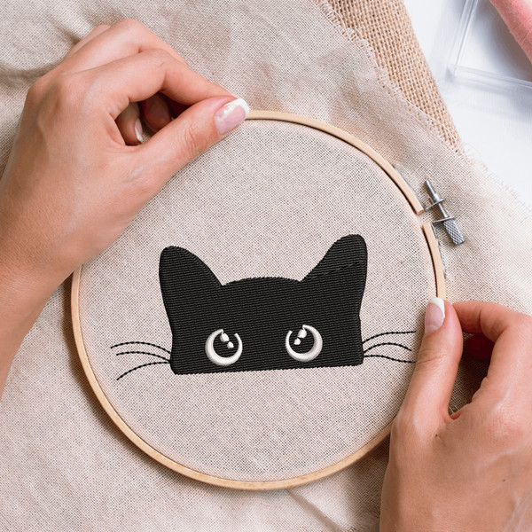 Cute Black Cat Halloween Embroidery Design