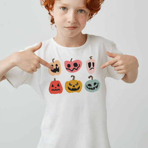 Retro Halloween Pumpkins Embroidery Design