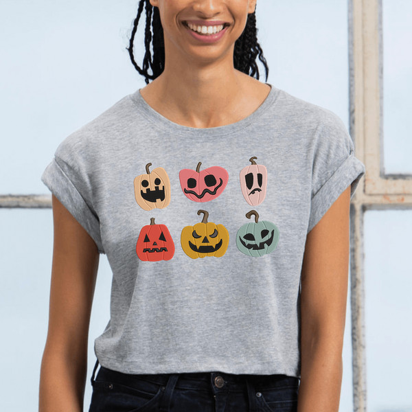 Retro Halloween Pumpkins Embroidery Design