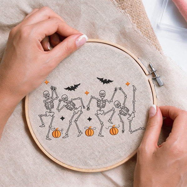 Halloween Skeletons Embroidery Design