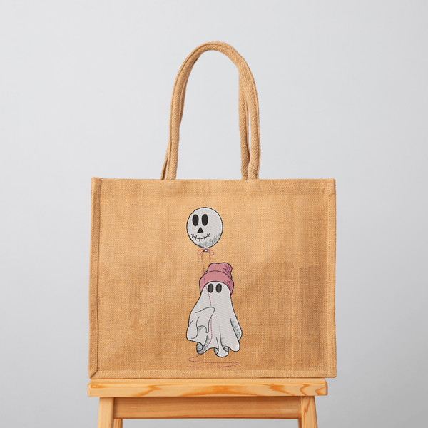 Cute Ghost with Balloon Embroidery Design