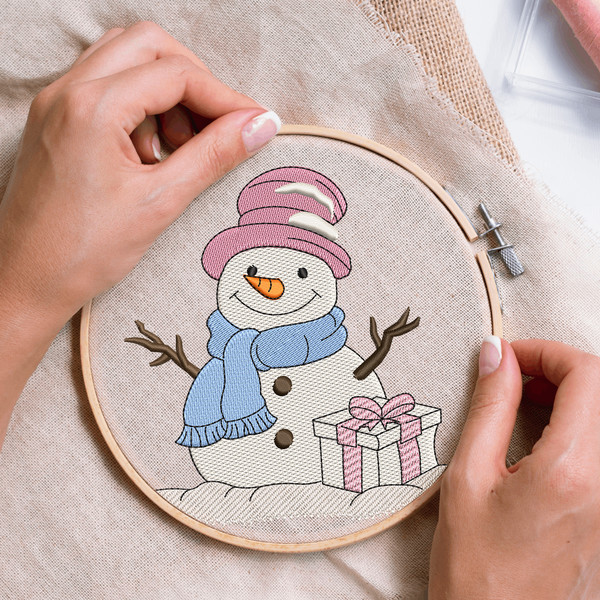 Christmas Snowman Machine Embroidery Design