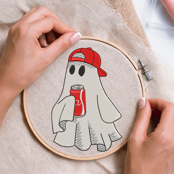 Halloween Cola Ghost Embroidery Design