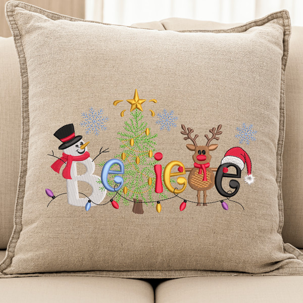 Believe Christmas Embroidery Design