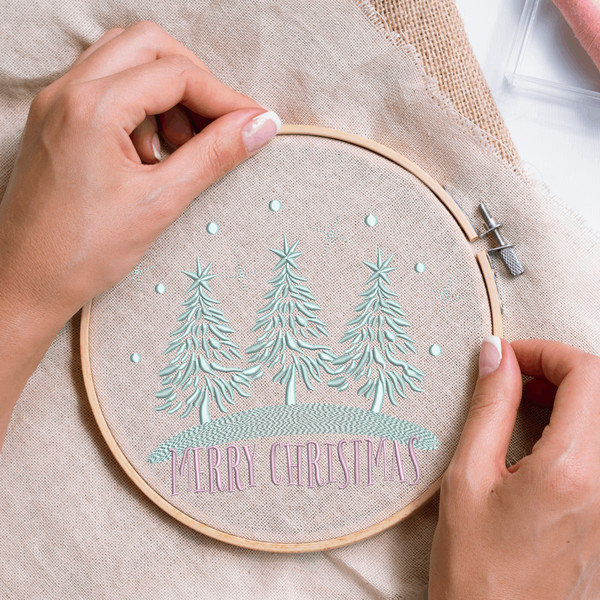 Merry Christmas Trees Embroidery Designs