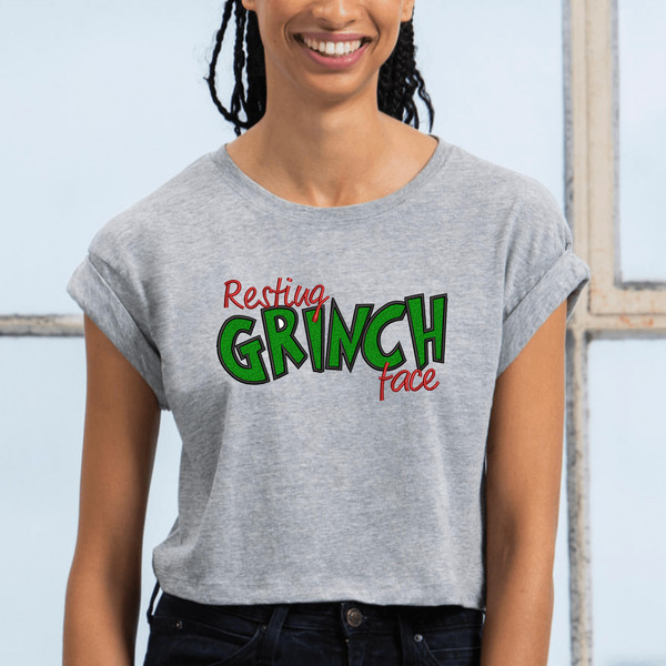 Resting Grinch Face Applique Embroidery Design