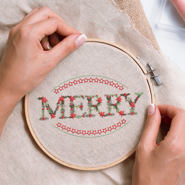 Merry Christmas Embroidery Design