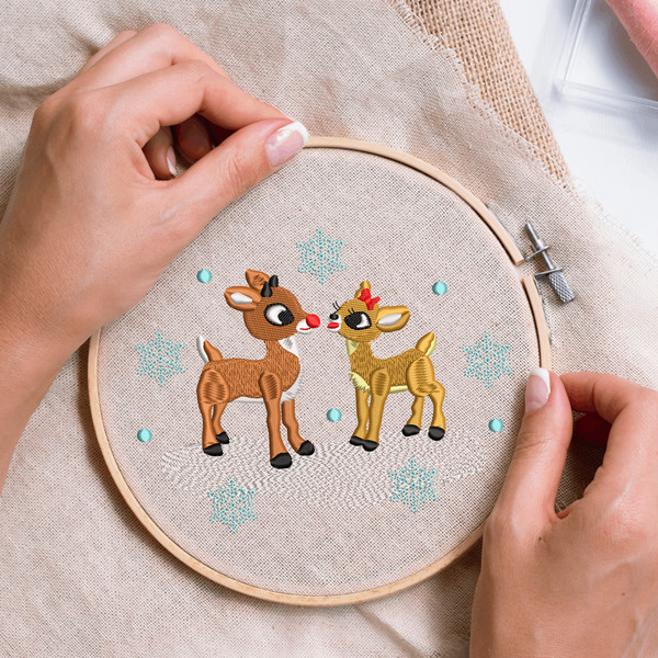 Rudolph and Clarice embroidery design