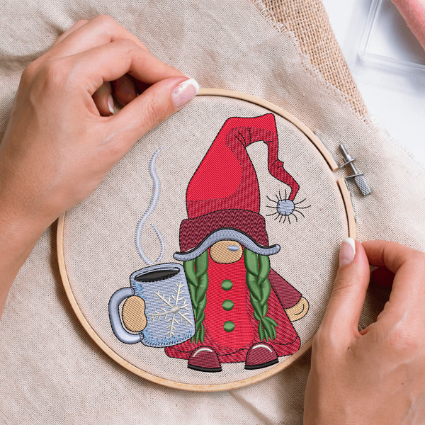 Merry Christmas Girl Gnome Embroidery Designs
