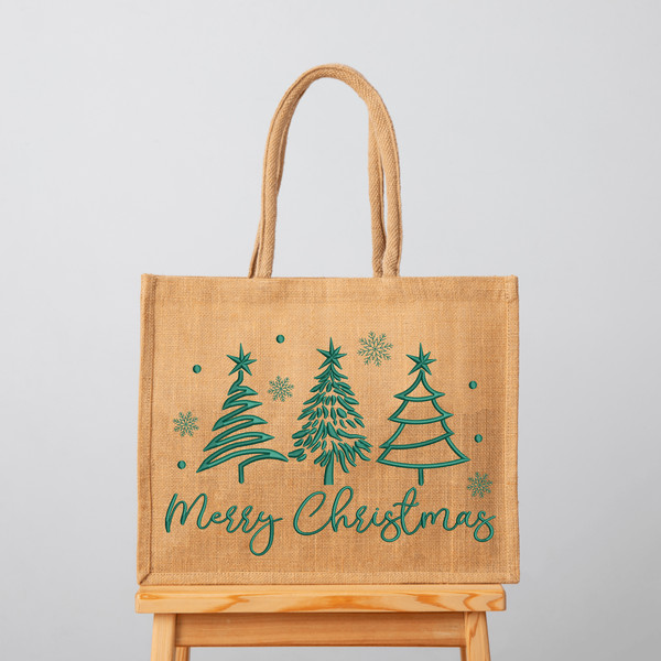 Merry Christmas Doodle Trees Embroidery Designs