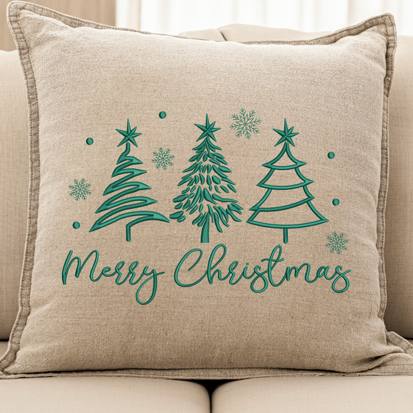 Merry Christmas Doodle Trees Embroidery Designs