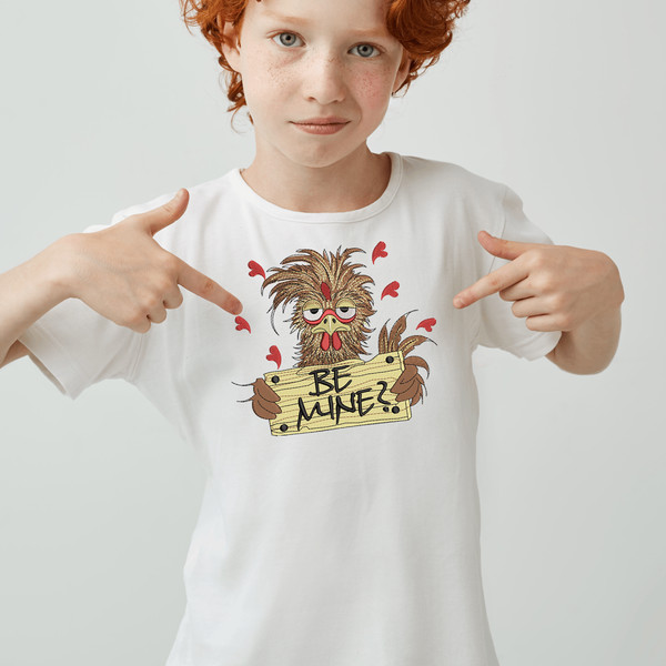 Valentine Grumpy Chicken Embroider Design