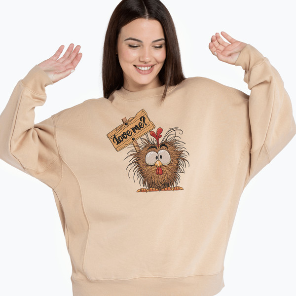 Valentine Love Crazy Funny Chicken Embroidery Design