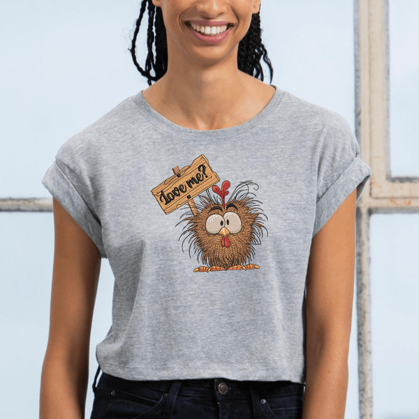 Valentine Love Crazy Funny Chicken Embroidery Design