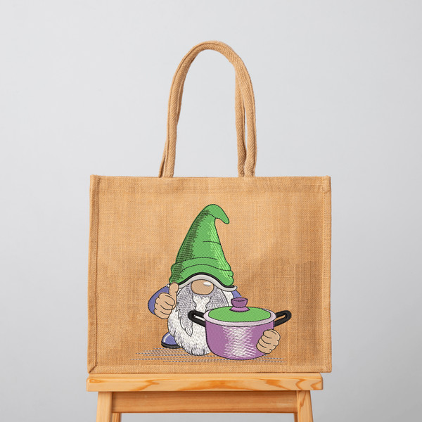 Cooking Pot Gnome Embroidery Design