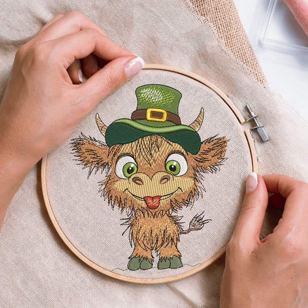 Lucky Highland Cow Embroidery Designs