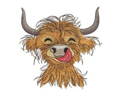 Fun Highland Cow Embroidery Design