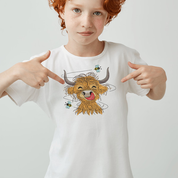 Baby Fun Highland Cow Embroidery Design