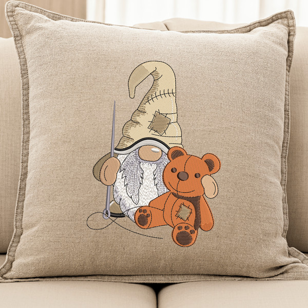 Sewing Teddy Gnome Embroidery Design