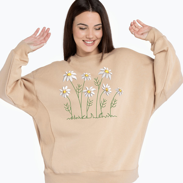 Daisy Wildflowers Embroidery Design