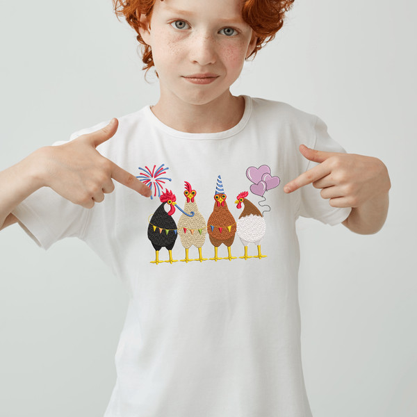 Chickens Birthday Embroidery Design