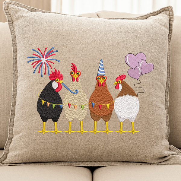 Chickens Birthday Embroidery Design