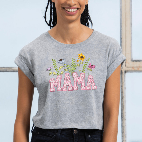 Mama Applique Flowers Embroidery Design