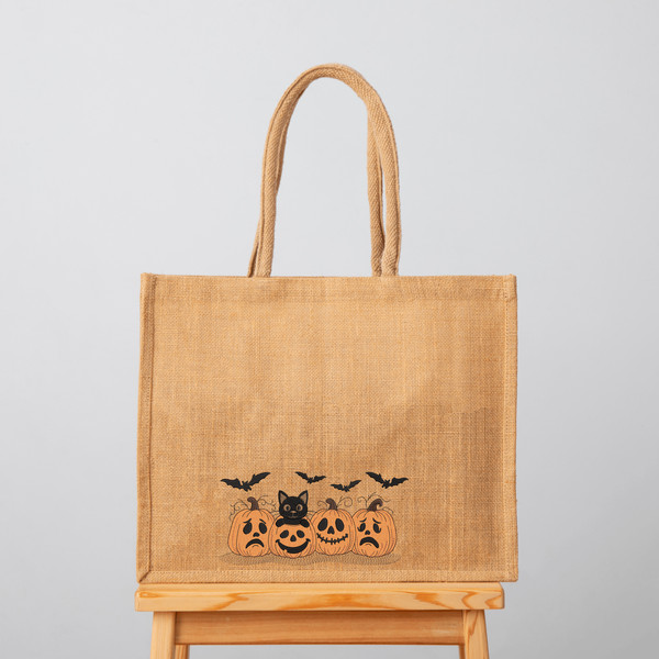 Halloween Pumpkins Black Cat Embroidery Design