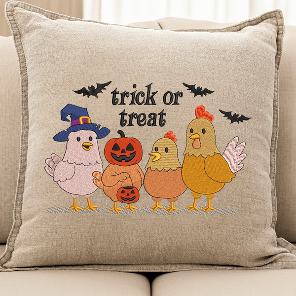 Trick Or Treat, Halloween Chickens Embroidery Design