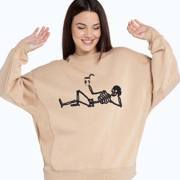 Chill Skeleton Embroidery Design