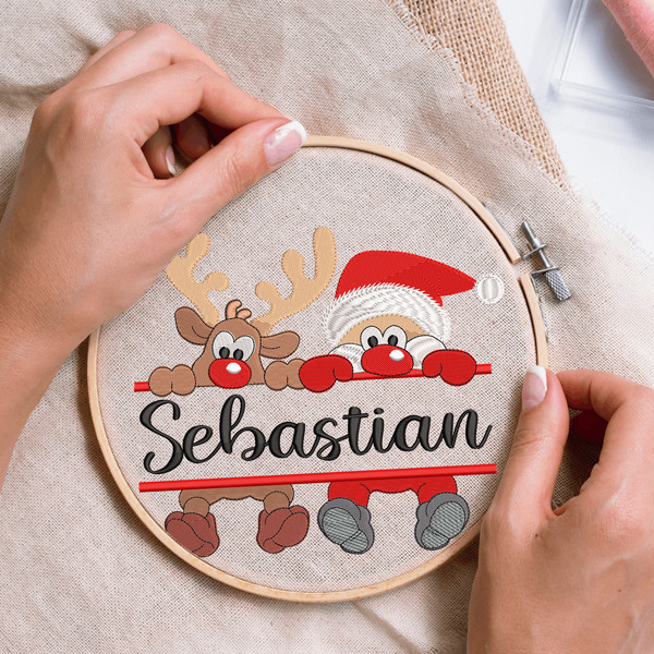 Santa and Deer Embroidery Design