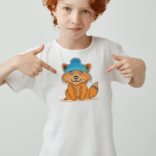 Fall Cute Fox Embroidery Design