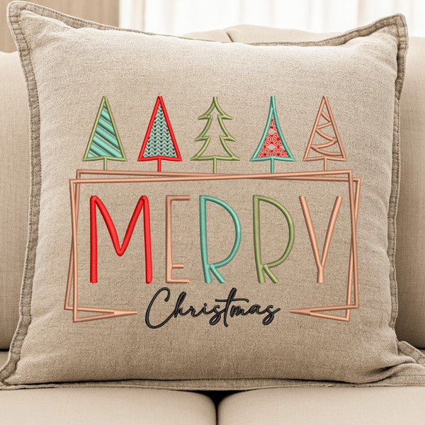 Retro Merry Christmas Embroidery Designs
