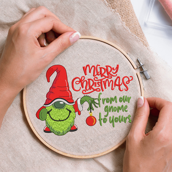 Gnome Merry Christmas Embroidery Design