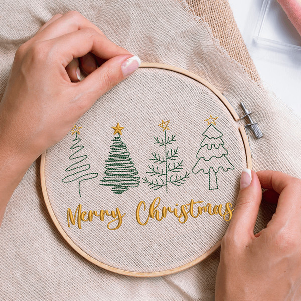 Merry Christmas Tree Embroidery Designs