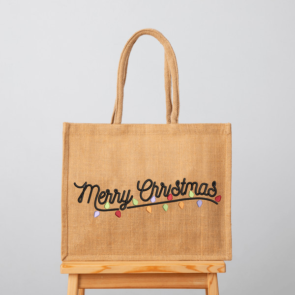 Christmas Lights Merry Embroidery Design