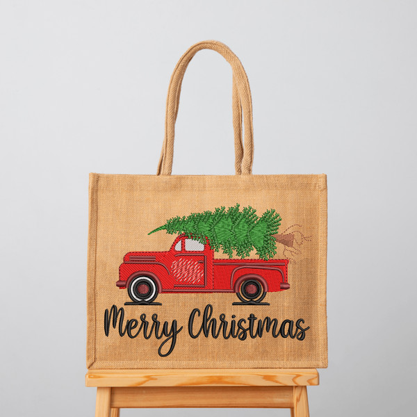 Mini Christmas Truck Machine Embroidery Design