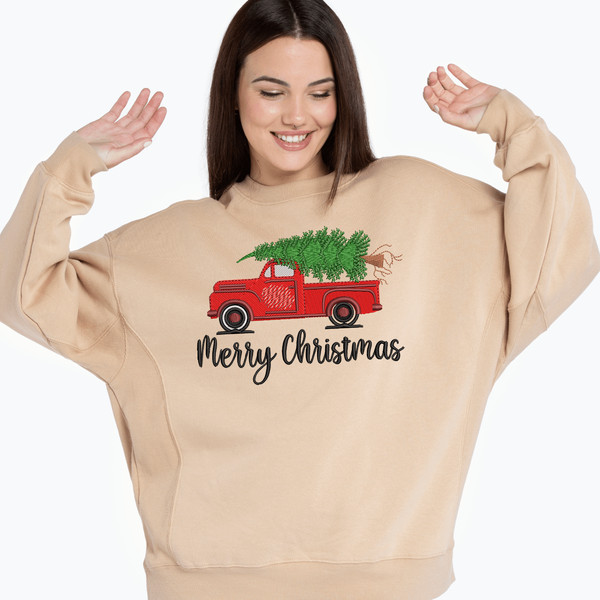 Mini Christmas Truck Machine Embroidery Design