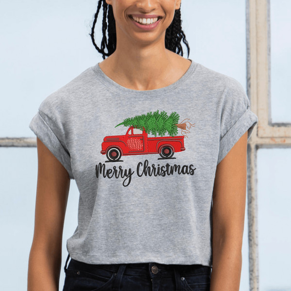 Mini Christmas Truck Machine Embroidery Design