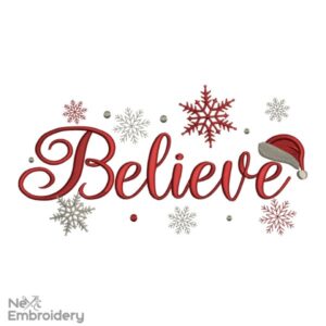 Believe Embroidery Design. Merry Christmas Santa Claus Holiday Machine Embroidery Design. 5 sizes. Instant Download