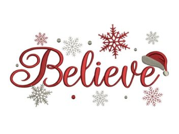 Believe Embroidery Design. Merry Christmas Santa Claus Holiday Machine Embroidery Design. 5 sizes. Instant Download