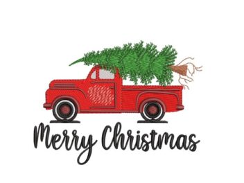 Mini Christmas Truck Machine Embroidery Design. Winter Merry Christmas Pickup, Instant Download