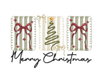 Coquette Merry Christmas Embroidery Designs, Minimalist Vintage Merry Christmas Embroidery Design, Instant Download